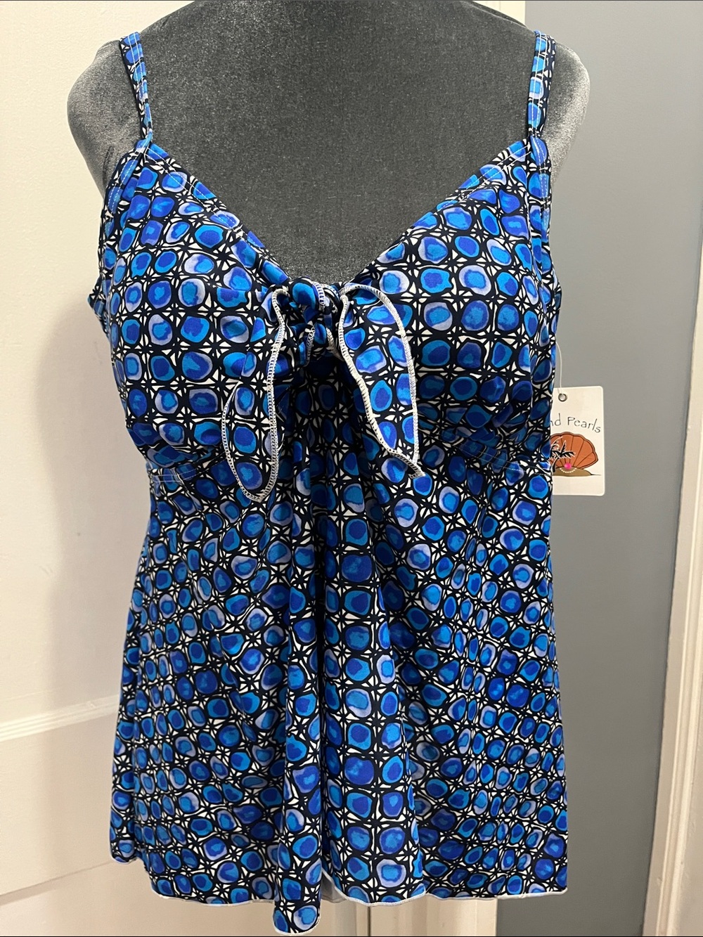 Women’s PLUS SIZE Island Pearls Tankini top nwt swim swimwear
